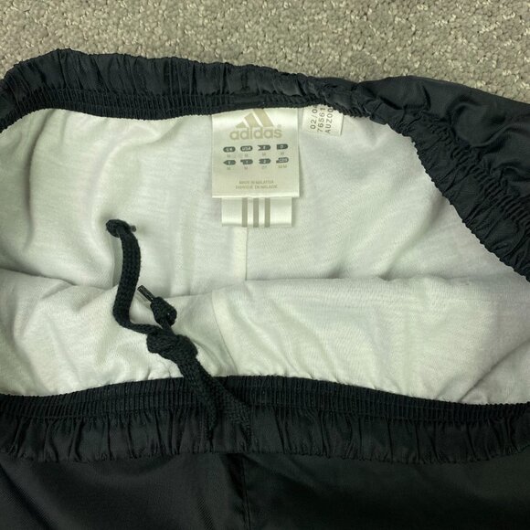 Vintage Y2K Adidas Windbreaker Track Pants Men's Medium Black Nylon Ankle Zip - Picture 8 of 16